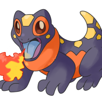 <b>1st April 2016 - Skindle</b><br>On this April fool's day prank, I used both my old fakemon as inspiration and various cool lizards I'd researched. This friend is based on a fire skink! I'd love to revisit it someday and rework it to be even better - as it is, it may be too direct a translation of the original animal, particularly in its facial features. It may seem off, but we can learn!