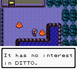 [Pictured: In the daycare center yard, with two Pokémon and the dialog box: 