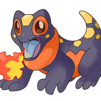 <b>1st April 2016 - Skindle</b><br>On this April fool's day prank, I used both my old fakemon as inspiration and various cool lizards I'd researched. This friend is based on a fire skink! I'd love to revisit it someday and rework it to be even better - as it is, it may be too direct a translation of the original animal, particularly in its facial features. It may seem off, but we can learn!