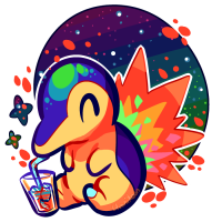 <b>7th July 2016 - Warm Summer 
Nights</b><br>This picture does have a rainbow, I promise! Albeit a more subtle and dark one... I really like how I drew 
Cyndaquil's flames on this one, even if it doesn't have a particularly fiery feeling. Such is the price we pay for stylistic choices.