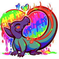 <b>7th July 2016 - Lizard Love!
</b><br>I was quite excited when Salandit was revealed, and immediately drew this picture to commemorate it. In my opinion, 
this is one of my best rainbowy goop pictures - which is pretty good, since it's one of the last ones. Here's to more new lizard 
Pokémon in the future, hopefully!