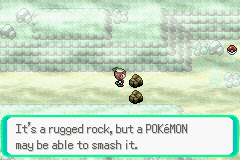 [Image: Rusturf Tunnel, "It's a rugged rock, but a POKéMON may be able to smash it."]