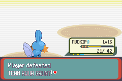 [Image: "Player defeated TEAM AQUA GRUNT!"]