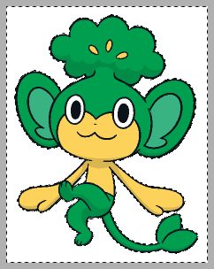 [Pictured: The same Pansage, with its white pixels selected.
